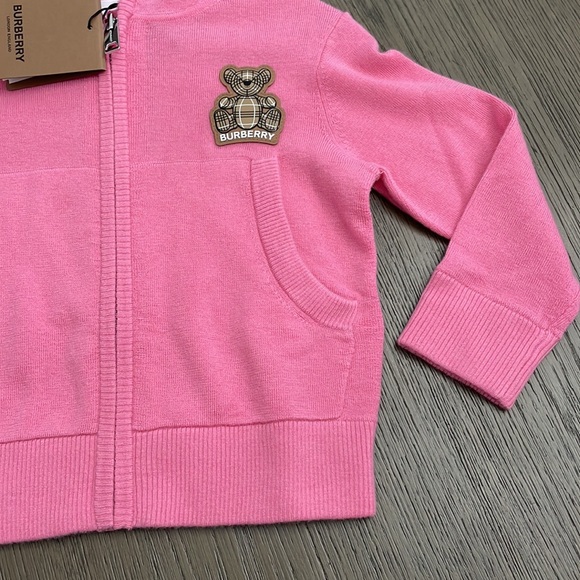 Burberry Bubble Gum Pink Cashmere zip up 3Y NWT - Picture 4 of 11